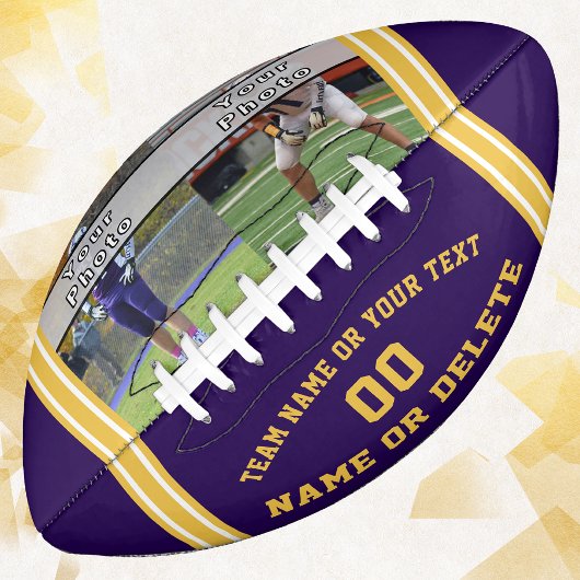 Purple and Gold 2 Photos, Personalized Football