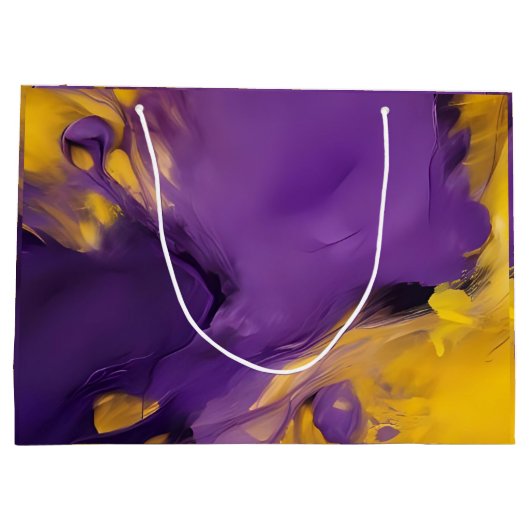 Purple and Gold Abstract Groot Cadeauzakje (Achterkant)