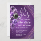 Purple and Gold Adult Birthday Party Kaart (Voorkant)