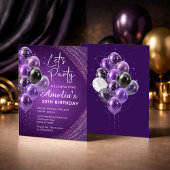 Purple and Gold Adult Birthday Party Kaart