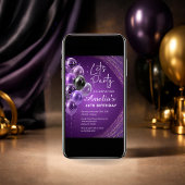 Purple and Gold Adult Birthday Party Kaart