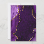 Purple and Gold Agate Marble Wedding Kaart (Achterkant)