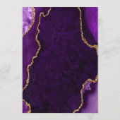 Purple and Gold Agate Marble Wedding Menu (Achterkant)