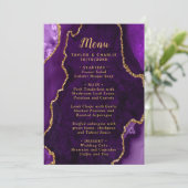 Purple and Gold Agate Marble Wedding Menu (Staand voorkant)