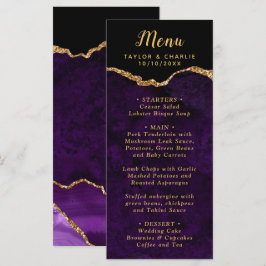 Purple and Gold Agate Marble Wedding Menu