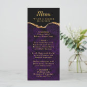 Purple and Gold Agate Marble Wedding Menu (Staand voorkant)