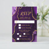 Purple and Gold Agate Meal Selection RSVP Kaartje (Staand voorkant)
