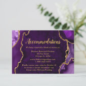 Purple and Gold Agate Wedding Accommodations Informatiekaartje (Staand voorkant)