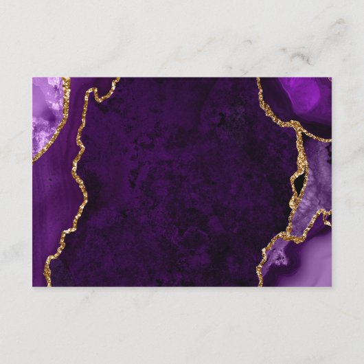 Purple and Gold Agate Wedding Accommodations Informatiekaartje (Achterkant)