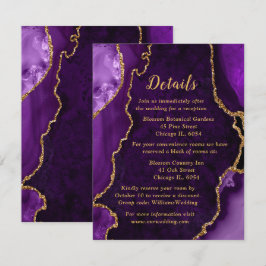 Purple and Gold Agate Wedding Details Informatiekaartje