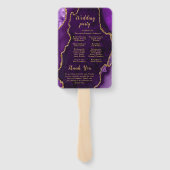Purple and Gold Agate Wedding Program Handwaaier (Achterkant)