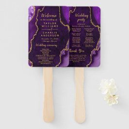 Purple and Gold Agate Wedding Program Handwaaier