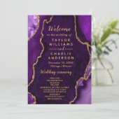 Purple and Gold Agate Wedding Program Programmakaart (Staand voorkant)
