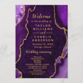 Purple and Gold Agate Wedding Program Programmakaart (Voorkant)