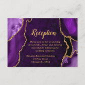 Purple and Gold Agate Wedding Reception Informatiekaartje (Voorkant)