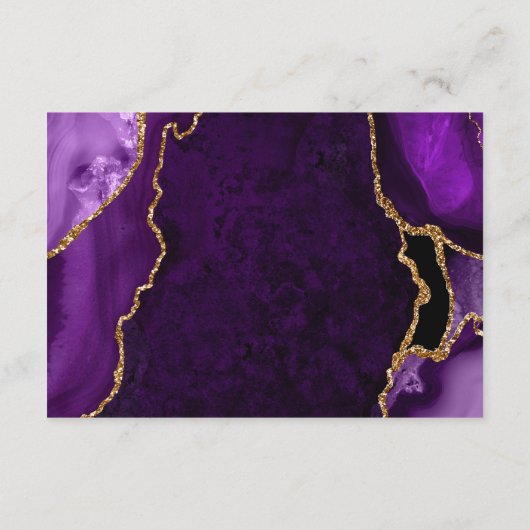Purple and Gold Agate Wedding Reception Informatiekaartje (Achterkant)