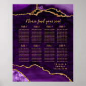 Purple and Gold Agate Wedding Seating Chart Poster (Voorkant)