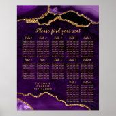 Purple and Gold Agate Wedding Seating Chart Poster (Voorkant)