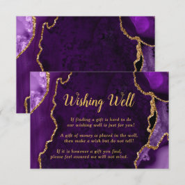 Purple and Gold Agate Wedding Wishing Well Informatiekaartje