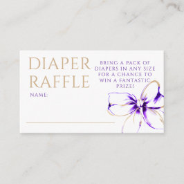 Purple and Gold Bow Diaper Raffle Ticket Informatiekaartje
