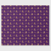 Purple and Gold Christmas Reindeers Cadeaupapier (Vlak)