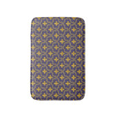 Purple and gold fleur-de-lys quatrefoil pattern badmat (Voorkant Verticaal)