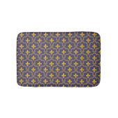 Purple and gold fleur-de-lys quatrefoil pattern badmat (Voorkant)