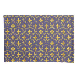 Purple and gold fleur-de-lys quatrefoil pattern kussensloop
