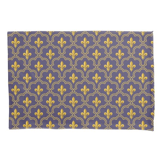 Purple and gold fleur-de-lys quatrefoil pattern kussensloop (Voorkant)