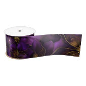 Purple and Gold Flowers Satijnen Lint (Spoel)