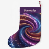 Purple and Gold Glitter Swirl Pattern Christmas Kleine Kerstsok (Achterkant)