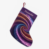 Purple and Gold Glitter Swirl Pattern Christmas Kleine Kerstsok (Voorkant (Hangend))