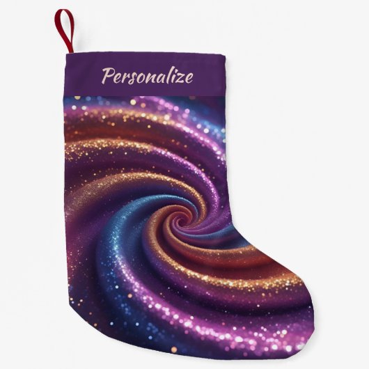 Purple and Gold Glitter Swirl Pattern Christmas Kleine Kerstsok (Voorkant)