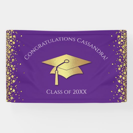 Purple and Gold Graduation Spandoek (Horizontaal)