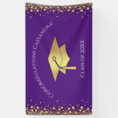 Purple and Gold Graduation Spandoek (Verticaal)