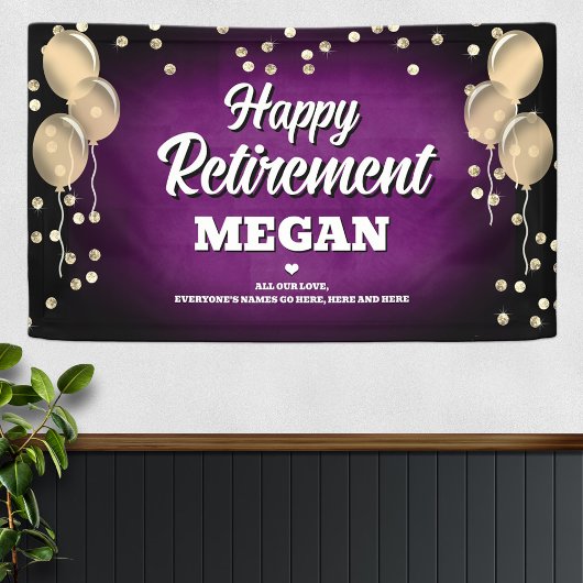 Purple and Gold Happy Retirement  Spandoek