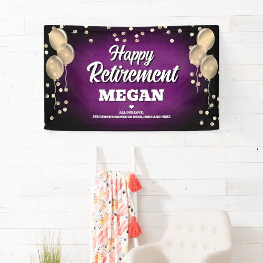 Purple and Gold Happy Retirement Spandoek (Insitu)