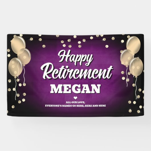 Purple and Gold Happy Retirement  Spandoek (Horizontaal)