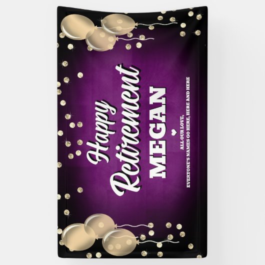 Purple and Gold Happy Retirement  Spandoek (Verticaal)