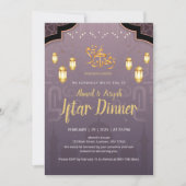 Purple and Gold Islamic Lanterns Iftar Invitation Kaart (Voorkant)