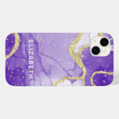 purple and gold marble glitter personalized Case-Mate iPhone case (Achterkant (horizontaal))