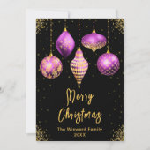 Purple and Gold Ornaments Merry Christmas Feestdagenkaart (Voorkant)