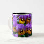 Purple and Gold Pansies Tweekleurige Koffiemok (Voorkant links)