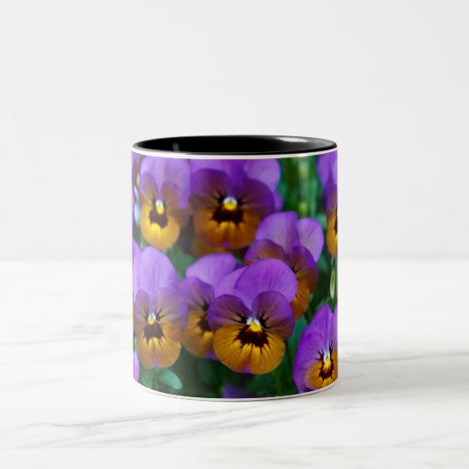 Purple and Gold Pansies Tweekleurige Koffiemok (Center)