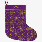 Purple and Gold Personalized Grote Kerstsok (Voorkant)