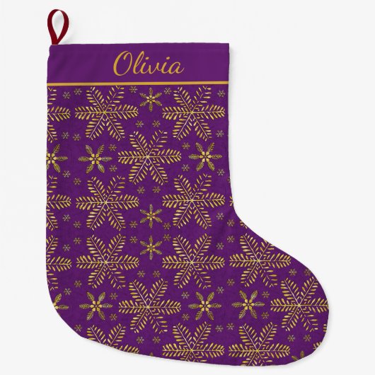Purple and Gold Personalized Grote Kerstsok (Voorkant)