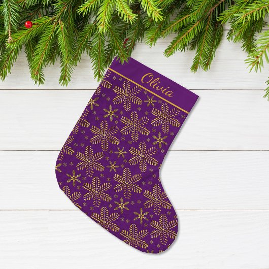 Purple and Gold Personalized Grote Kerstsok