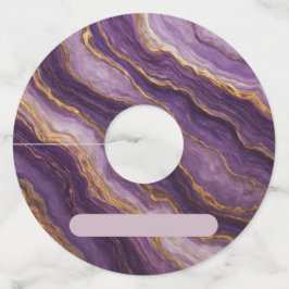 Purple‑and‑Gold Simulated Marble Wine Glass Tags Wijnglaslabel