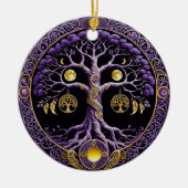 Purple and Gold Tree of Life Mandala Keramisch Ornament (Voorkant)