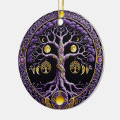 Purple and Gold Tree of Life Mandala Keramisch Ornament (Links)